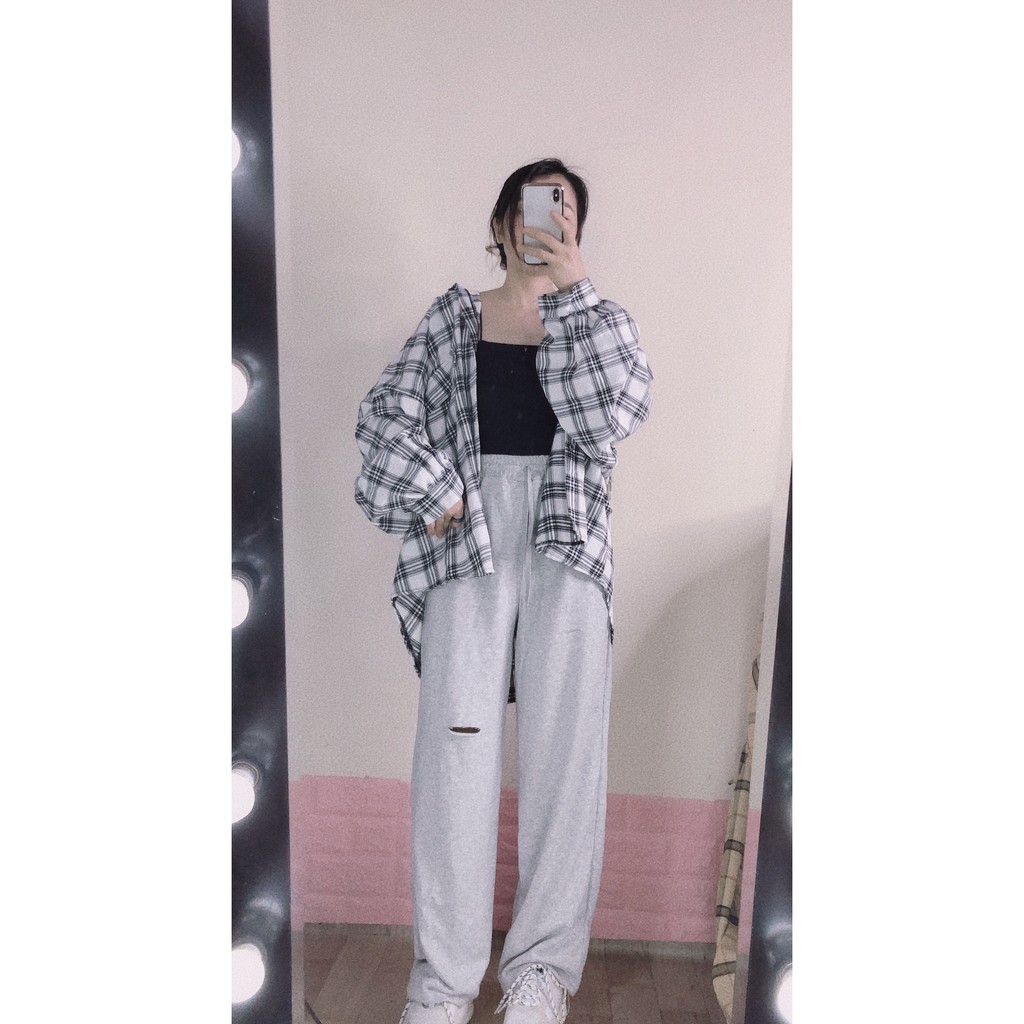 [Mã FAMAYMA2 giảm 10K đơn 50K] Áo sơ mi form rộng Unisex túi lệch họa tiết kẻ caro (BR, xanh,xám, trắng) tay bồng | BigBuy360 - bigbuy360.vn