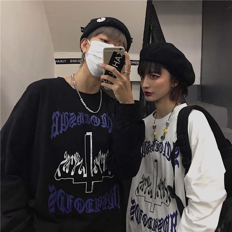 Áo thun MMIOT y2k tay dài in họa tiết phong cách hip hop gothic cổ điển thời trang cho nam và nữ
