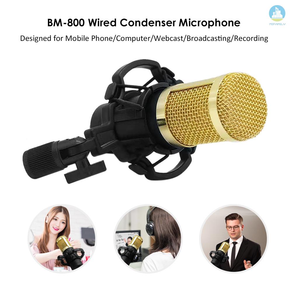 MI  BM800 Condenser Microphone Portable High Sensitivity Low Noise Mic Kit for Computer Mobile Phone Studio Live Stream Broadcasting Recording