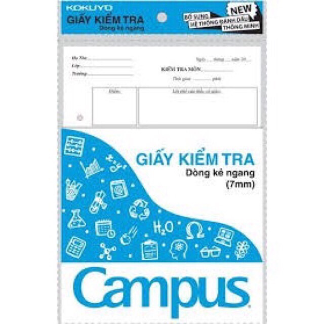 Combo 5 tập giấy kiểm tra Campus, không chấm. ( 1 túi =25 tờ đôi).