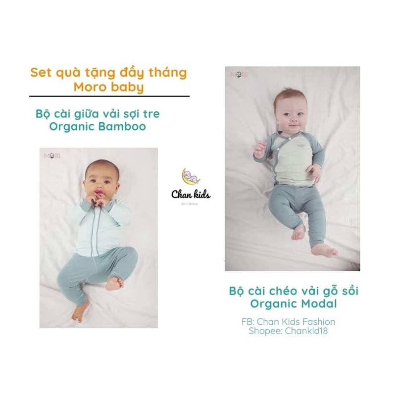 Set quà tặng đầy tháng - 2 bộ Moro baby kèm hộp quà tặng