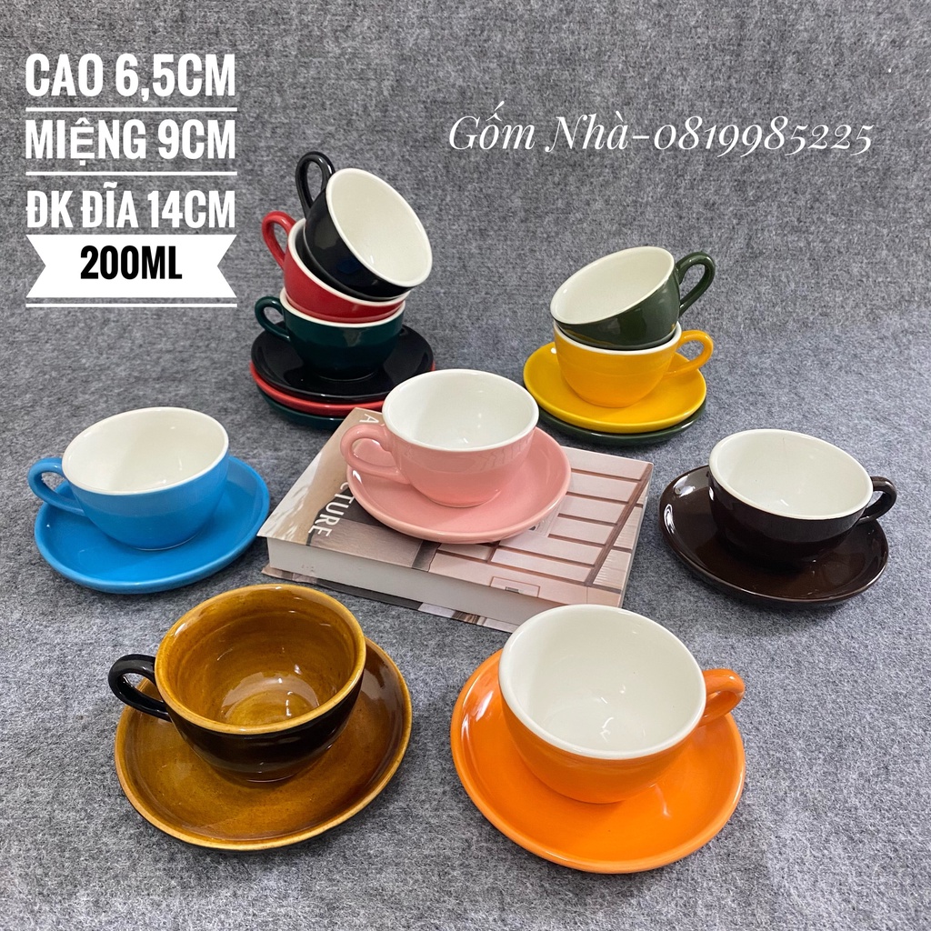 Bộ tách cafe cappuccino☕☕ly coffee capuchino 200ml☕☕ Tách uống trà/ cà phê Bát Tràng