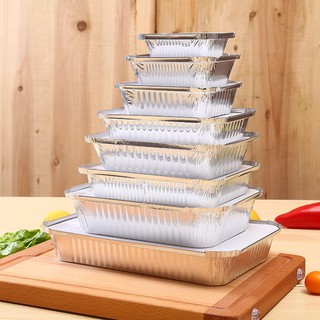 Set 10 HỘP NHÔM, KHAY GIẤY BẠC đựng thực phẩm có nắp đa dạng kích cỡ Dalaco.decor