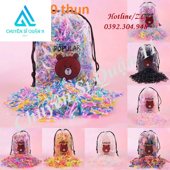 Set 4000 dây chun cột tóc cho bé , thun cột tóc nhiều màu + túi dây rút, phụ kiện tóc GD575-Thun4K