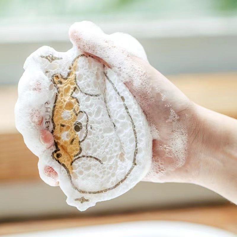 Miếng bọt biển dang nén in hình dễ thương có thể tái sử dụng