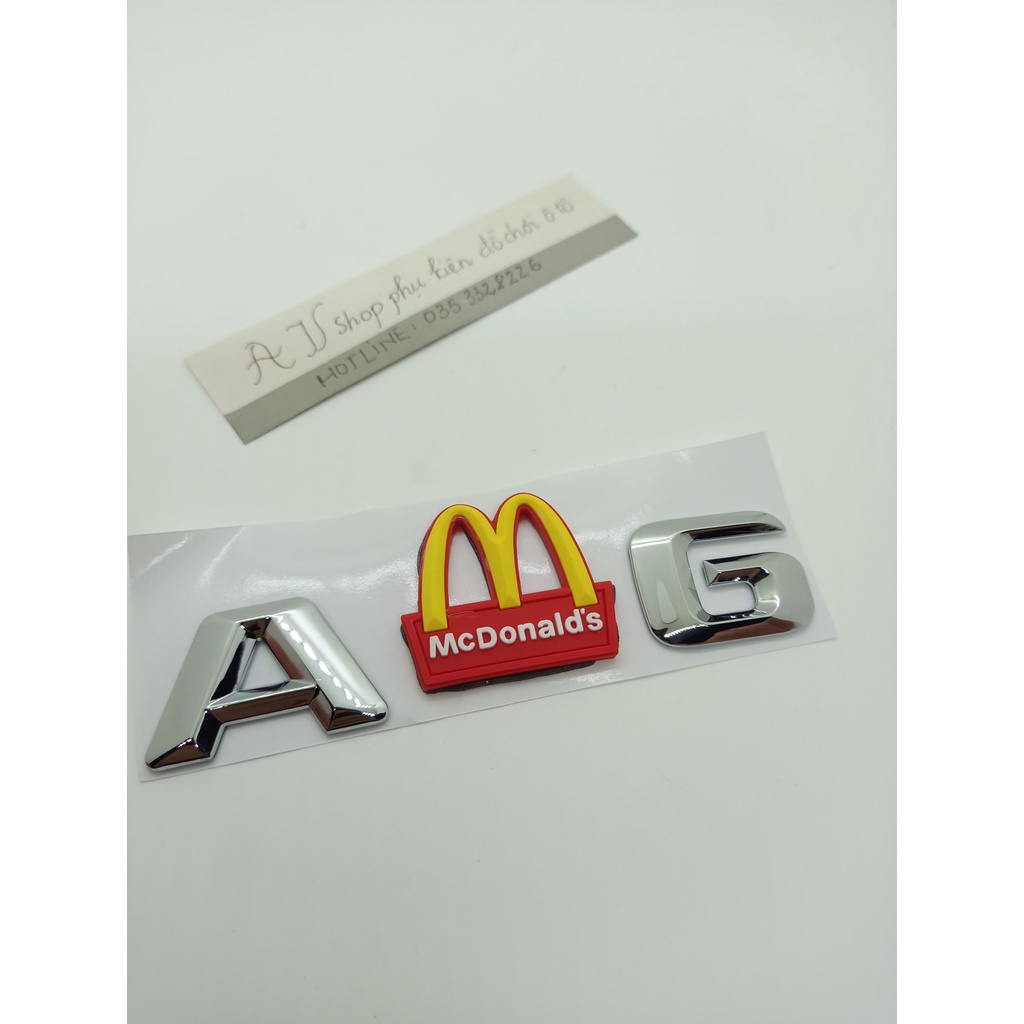 Logo chữ nổi AMG 3D Macdonal dán xe đuôi ô tô ngộ nghĩnh