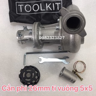 Đầu bơm nước lắp máy cắt cỏ Phi 26mm ty vuông cạnh 5x5mm
