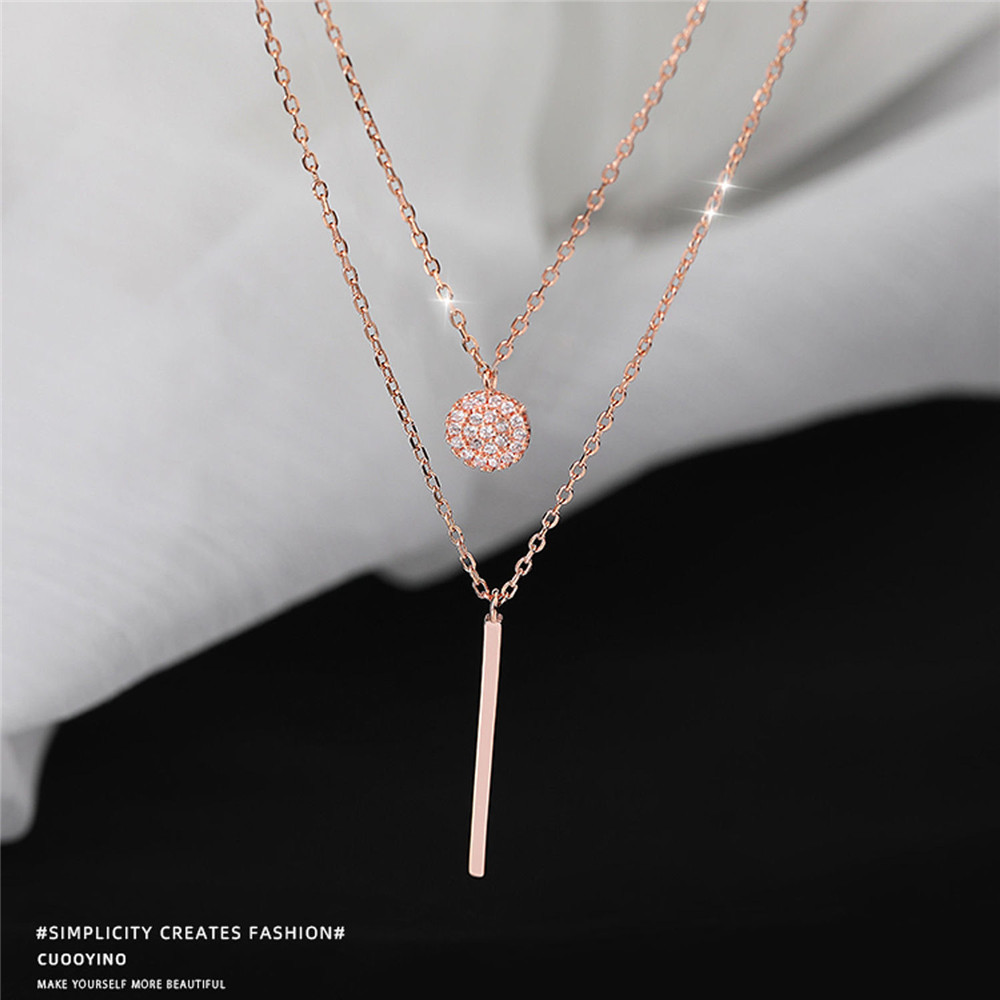 Cod Qipin Korean Niche Double-layer Necklace Elegant Harajuku Style Clavicle Chain for Party Wedding
