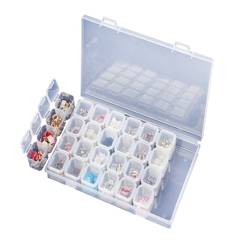Hộp đựng charm, đá , phụ kiện nail 28 ô và 56 ô