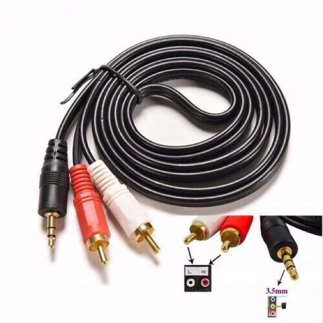 Dây cáp loa 3.5mm to AV 2 RCA Audio Cáp chuyển đổi từ cổng Jack 3.5 mm sang cổng AV