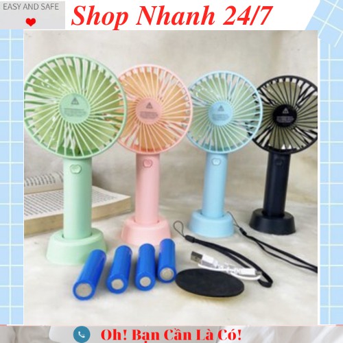 Quạt cầm tay - Quạt mini tích điện có chân để bàn tiện ích 3 mức độ gió siêu mát | BigBuy360 - bigbuy360.vn