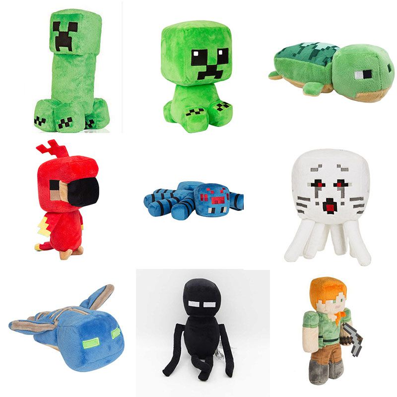 Đồ chơi nhồi bông hình nhân vật Creeper Enderman heo gấu pixel trong Minecraft cho trẻ em