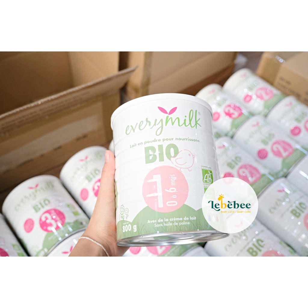 Sữa hữu cơ nguyên kem EVERYMILK BIO của Pháp, hộp 800gr