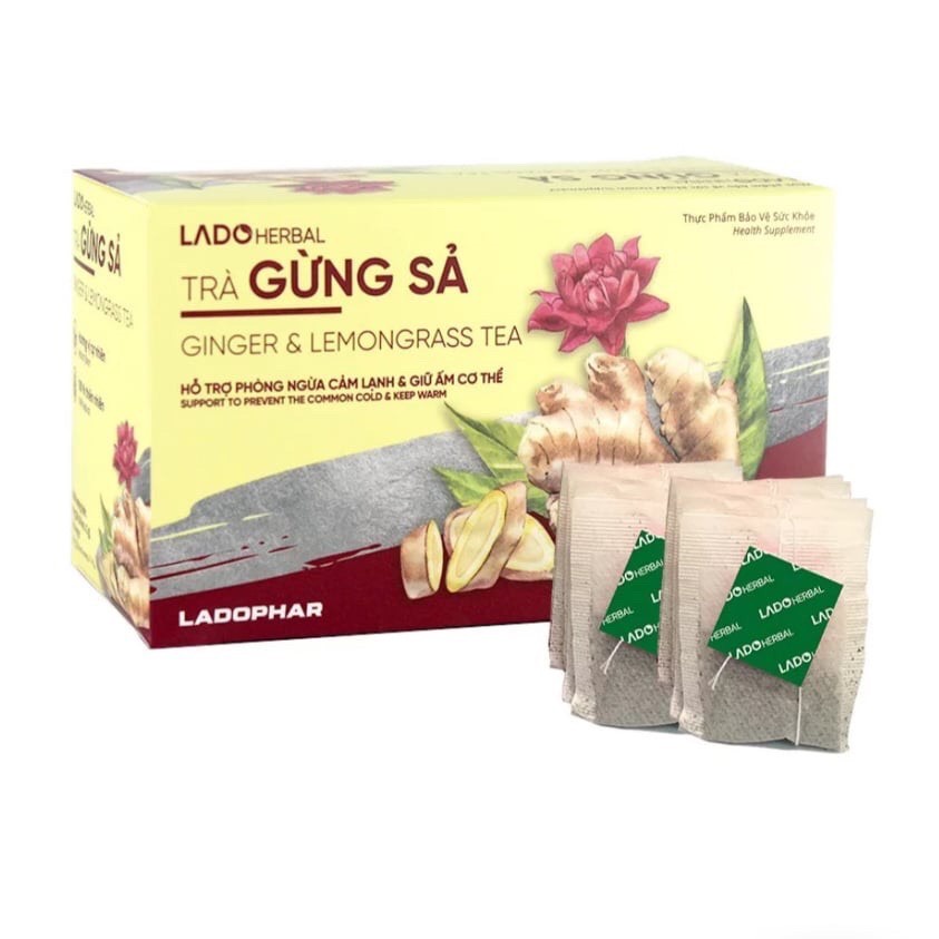 Trà Gừng Sả Ladophar - Hộp 20 túi lọc