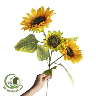 Cành hoa hướng dương 3 bông lớn, cây cao 90cm - Cây hoa giả cao cấp
