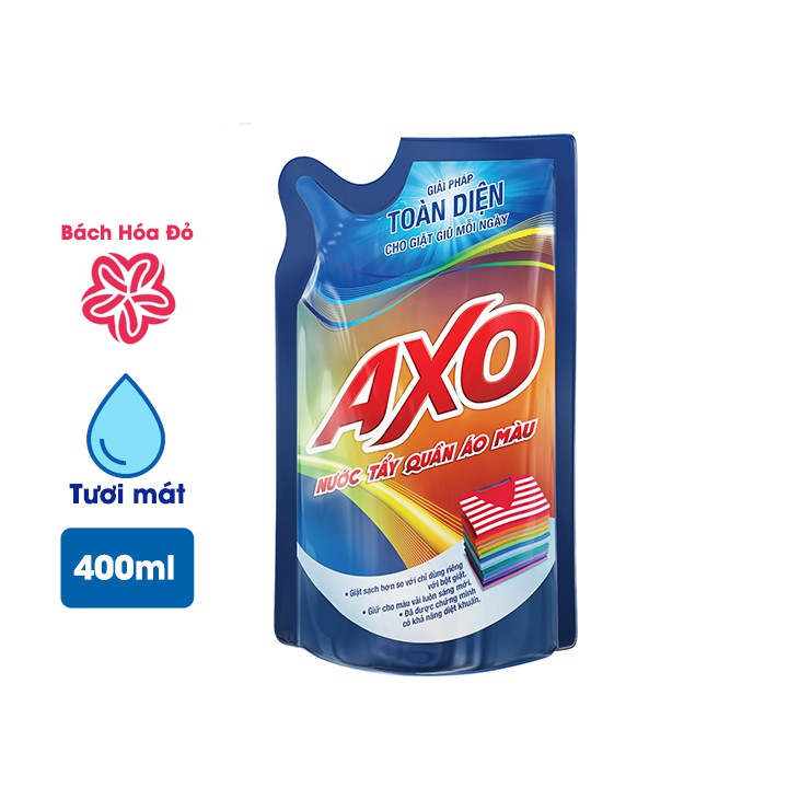 Nước giặt tẩy quần áo màu AXO gói 400ml - Hương Tươi Mát