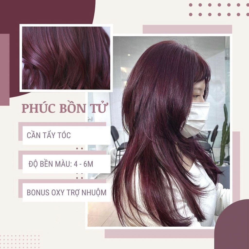 Thuốc nhuộm tóc PHÚC BỒN TỬ Không Tẩy Tặng Kèm Oxy , Găng Tay , Mũ Ủ