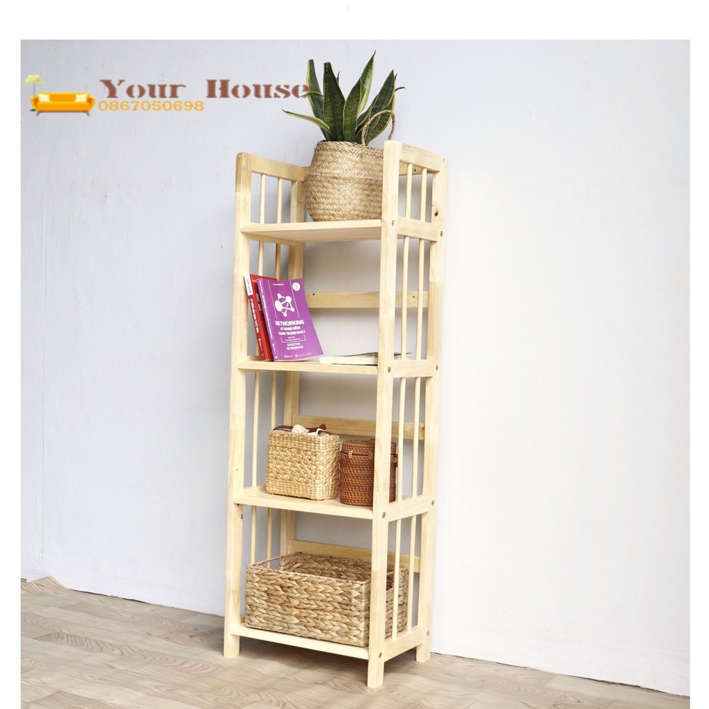 Giá Sách, Kệ Sách Gỗ 4 Tầng YOUR HOUSE Kích Thước 120 x 40 Gỗ Tự Nhiên Tiêu Chuẩn Xuất Khẩu