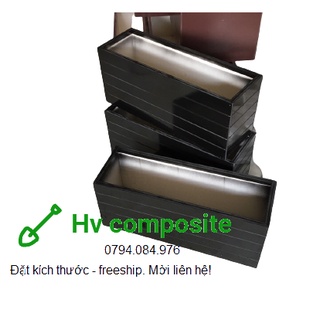 Chậu trồng cây composite màu đen 60x20x25