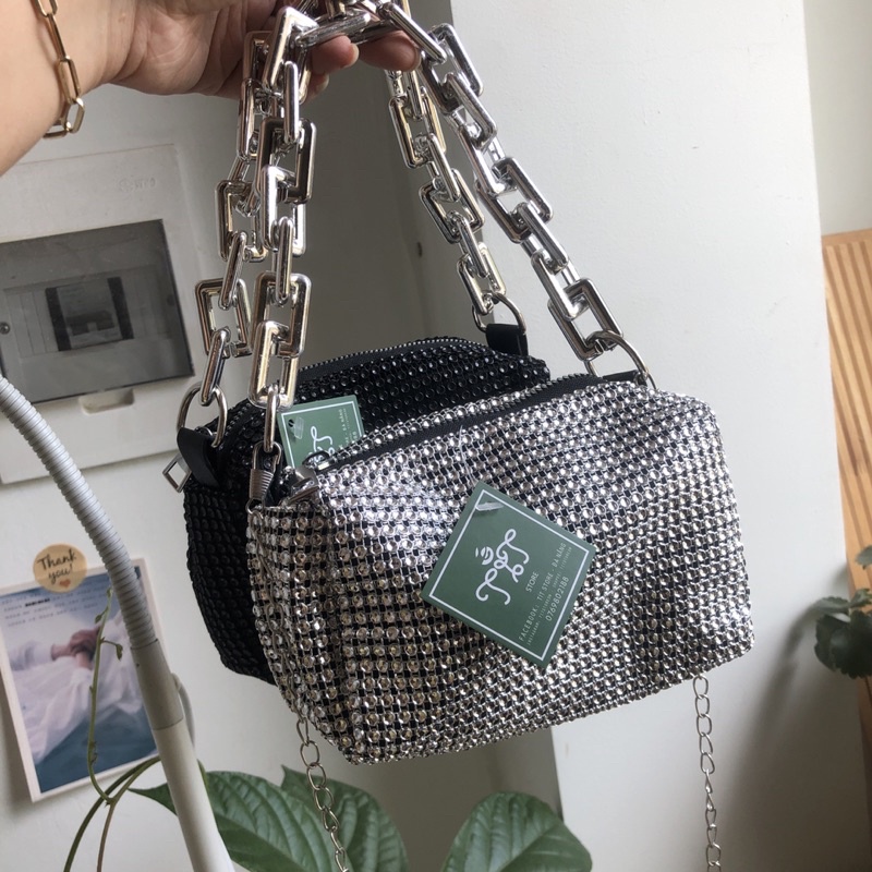 Túi trống mini bling lấp lánh đi chơi đi tiệc (có sẵn + hình thật)