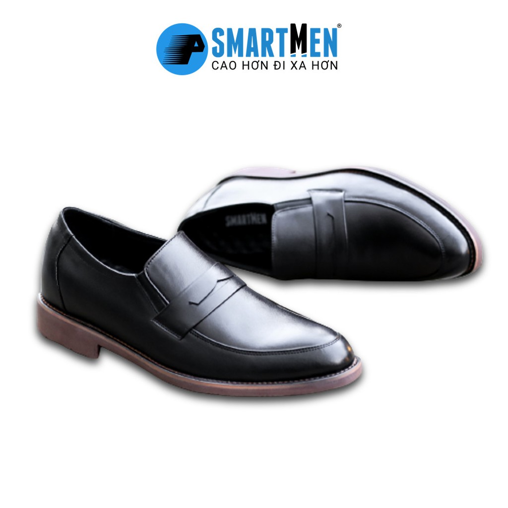 GIày lười Da bò Tăng chiều cao SMARTMEN GL-402 Đen