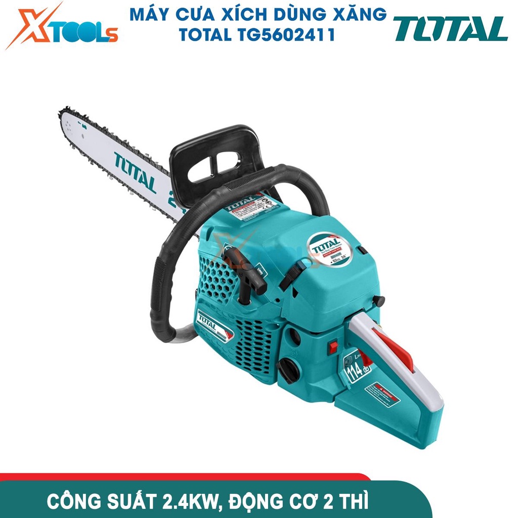 Máy cưa xích dùng xăng Total TG5602411 dung tích 62 cc công suất 2.4Kw đường kính lưỡi cắt 605mm [CHÍNH HÃNG][XTOOLS]