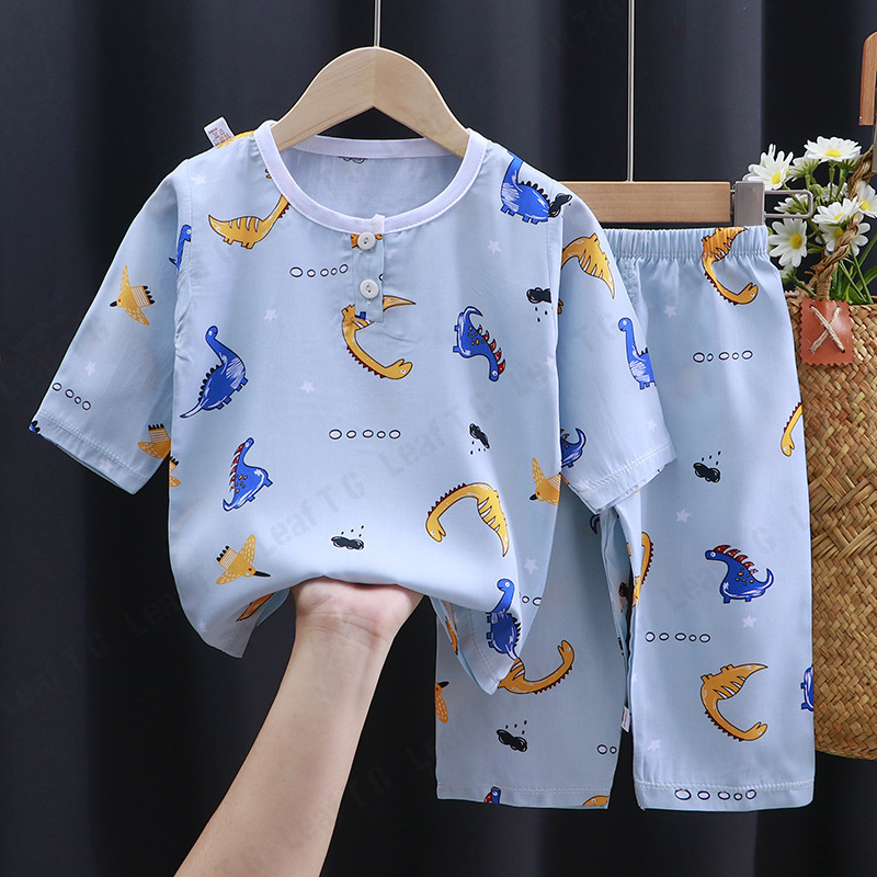 Bộ Đồ Ngủ Cotton Ngắn Tay Thời Trang Mùa Hè Năng Động Cho Bé