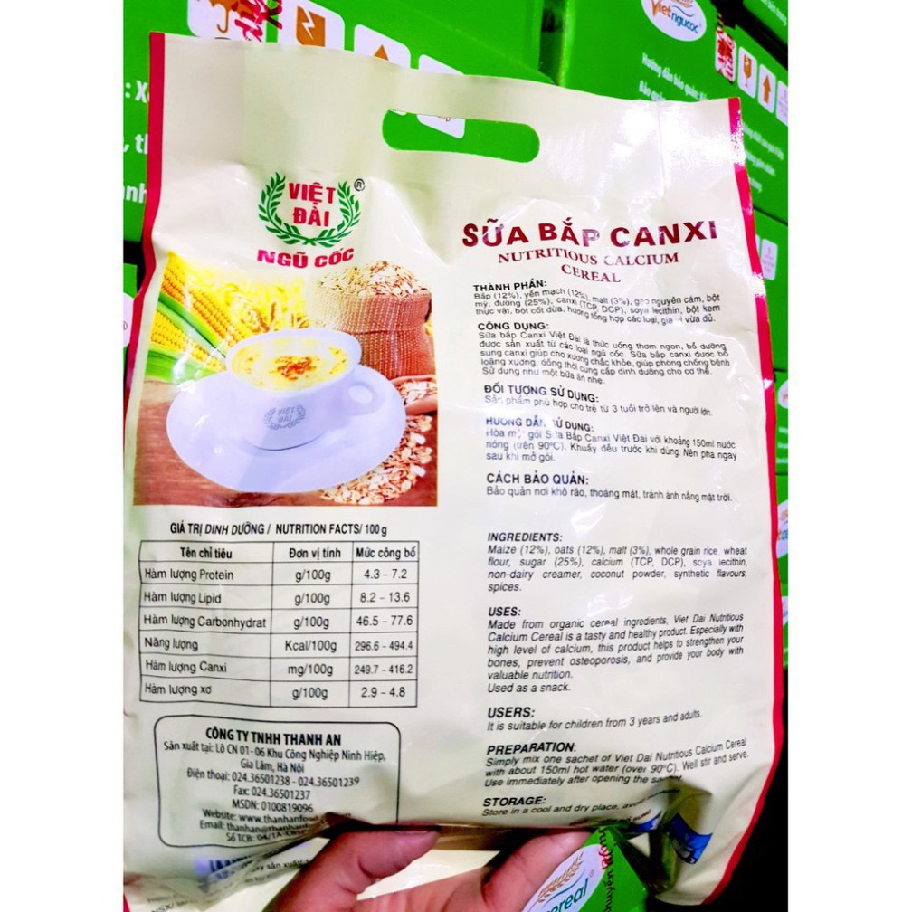 [ Thương Hiệu Số 1 ] Túi 450G Bột ngũ cốc Sữa bắp Canxi Việt Ngũ cốc dinh dưỡng sạch chất lượng an toàn chính hãng - ncc