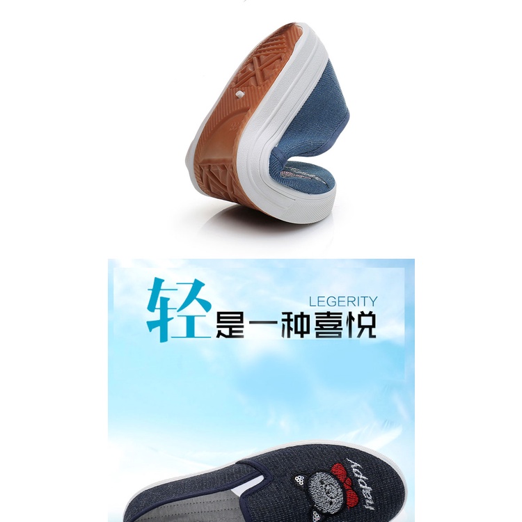 Giày slip on gấu happy life chất lượng cao cấp dành cho nữ