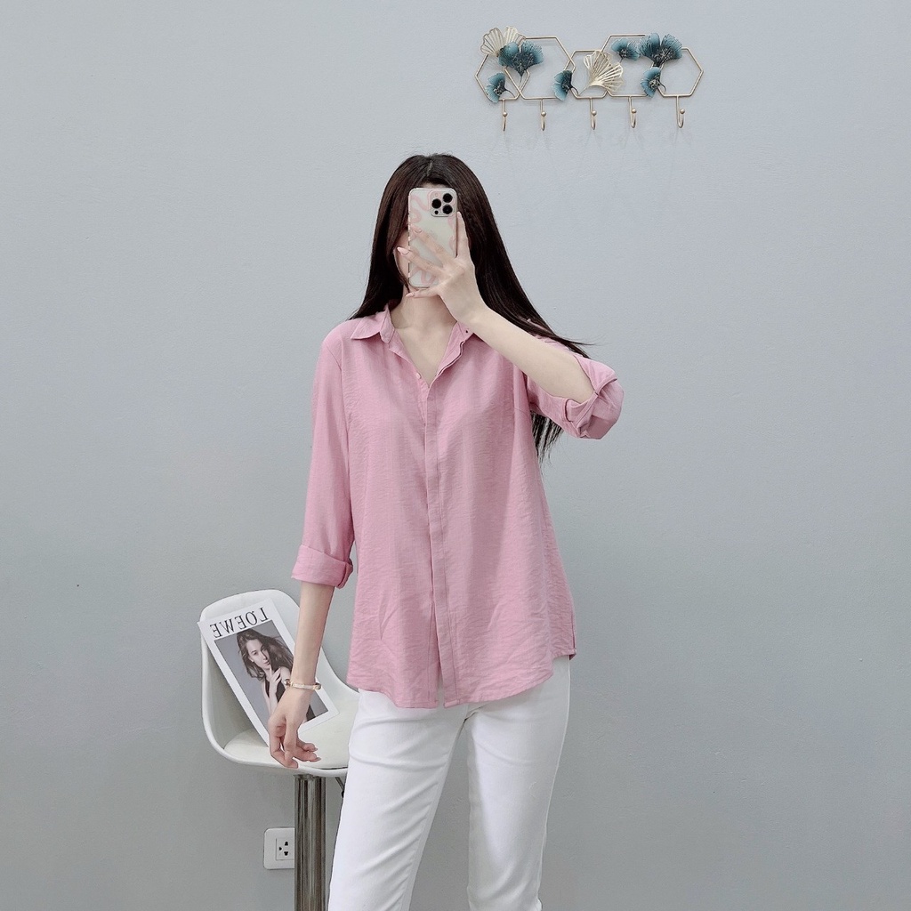Áo sơ mi nữ chất vải đũi dày dặn đẹp | BigBuy360 - bigbuy360.vn