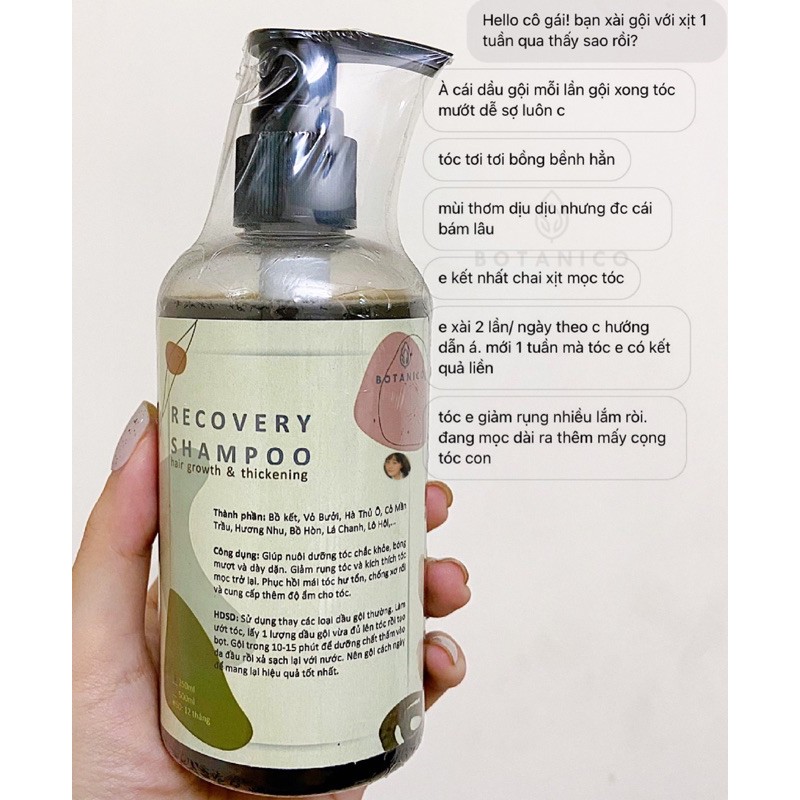 Dầu gội bồ kết thảo mộc giảm rụng tóc organic - recovery shampoo