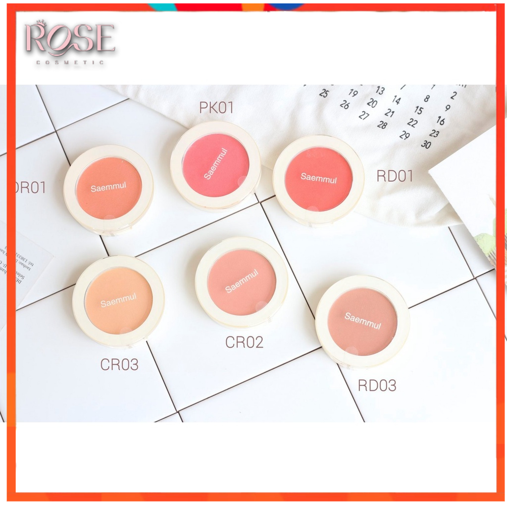 Phấn Má Hồng The Saem ⚡⚡ Hàn Quốc, Quốc Dân Siêu Mịn Lì Đủ Các Tone Siêu Hót Saemmul Single Blusher 5G