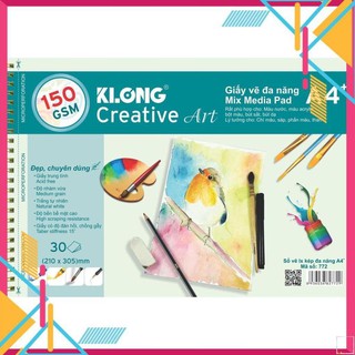 Sổ vẽ KLONG A4+ cao cấp lò xo kép xé 150GSM 30 tờ - 772