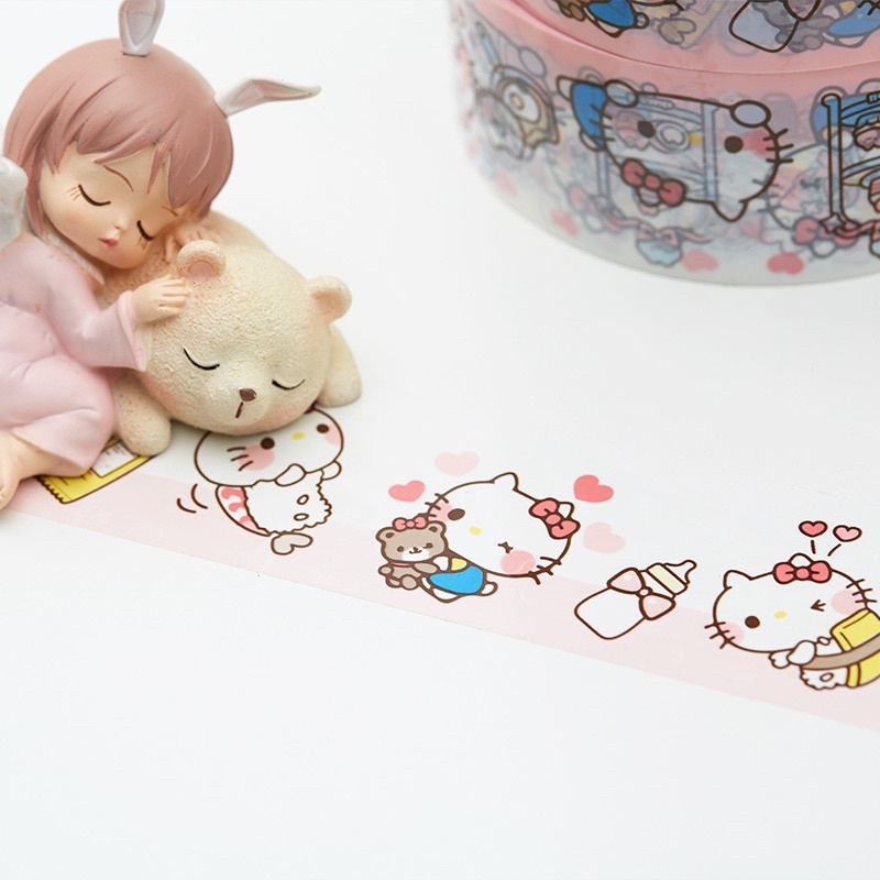 Cuộn băng keo 100m hello kitty gói hàng trang trí, băng dính hoạt hình đóng hàng/ washi tape tại nguyễn gia group quận 5