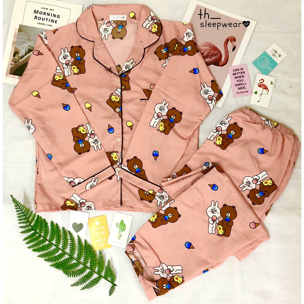 [Loại 1] Bộ Đồ Ngủ Pijama Tay Dài - Quần Dài (Kate)