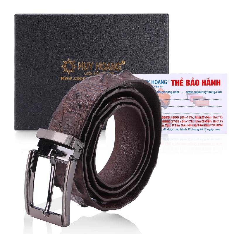Thắt lưng nam da cá sấu gai đuôi 3,5P đầu kim màu đen, nâu đất, nâu đỏ, vàng bò HP4733-34-35-37