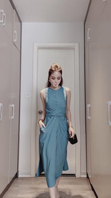 Váy suông sát nách nơ lưng đũi coban xanh siêu xinh