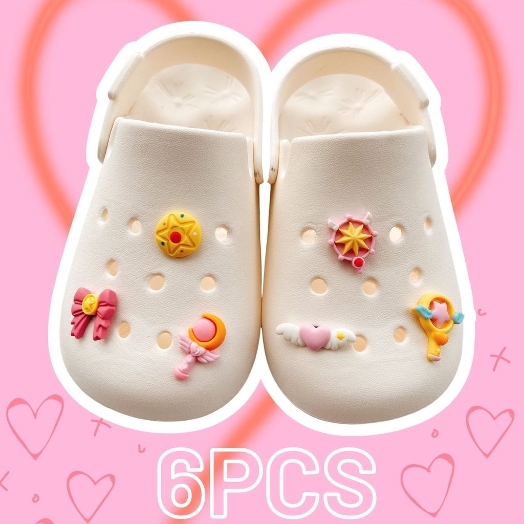 Sticker crocs Shoe Decoration for crocs đế caoBộ 6 Phụ Kiện Nút Khóa Giày Hình Thủy Thủ Mặt Trăng DIY Thời Trang#Loạt Phim Hoạt Hình