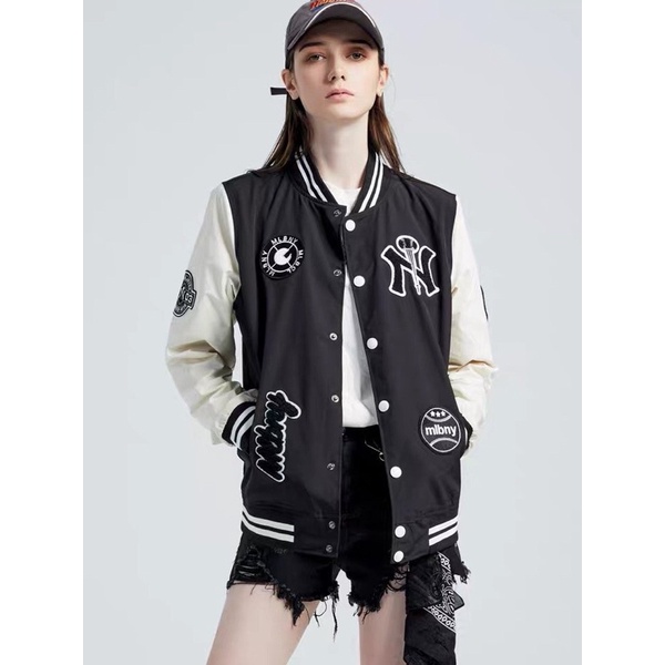 HÀNG CHÍNH HÃNG] ÁO KHOÁC MLBNY BOMBER VẢI DÙ - KHOÁC NỈ UNISEX NAM NỮ - HÀNG CÓ SẴN