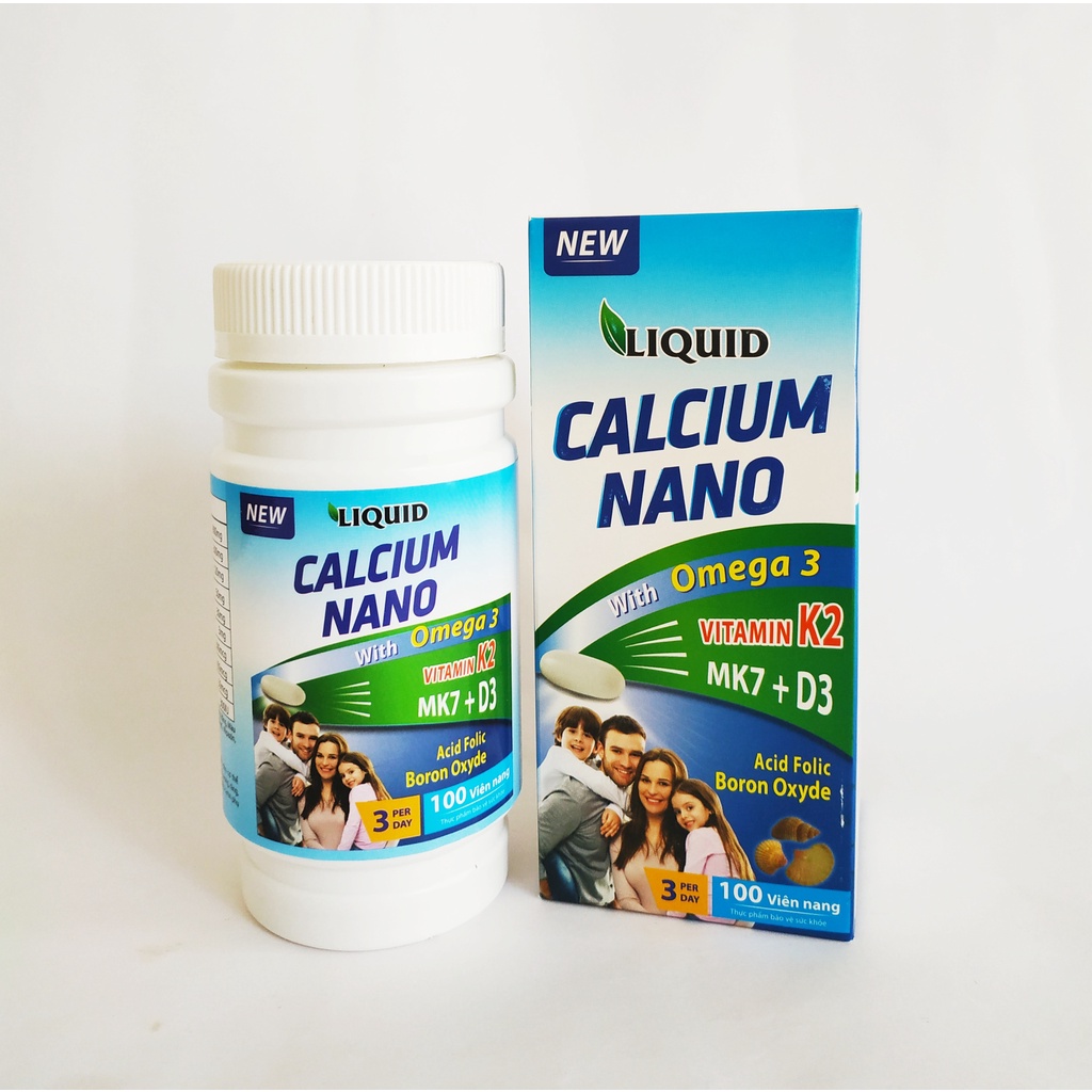 Viên Uống Bổ Sung Canxi Nano, D3, Vitamin K2 , Omega 3 Cho Mọi Đối Tượng – Liquid Calcium Nano  – Lọ 100 Viên