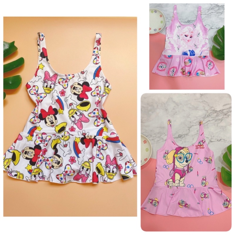 16-37kg VÁY BƠI LIỀN THÂN BÉ GÁI MÀU SẮC DỄ THƯƠNG CHUỘT MICKY CHÓ SKYE VÀ NỮ HOÀNG BĂNG GIÁ