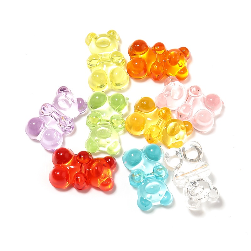 Bộ 50 phụ kiện làm trang sức hình gấu hoạt hình bằng acrylic trong suốt đáng yêu