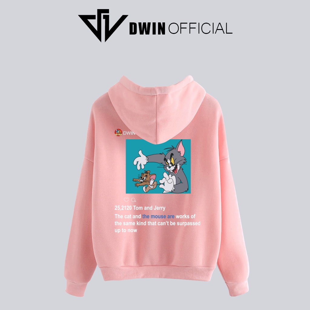 Áo hoodie Tomandjerry nỉ unisex DWIN basic nam nữ form rộng oversize local brand SP00070