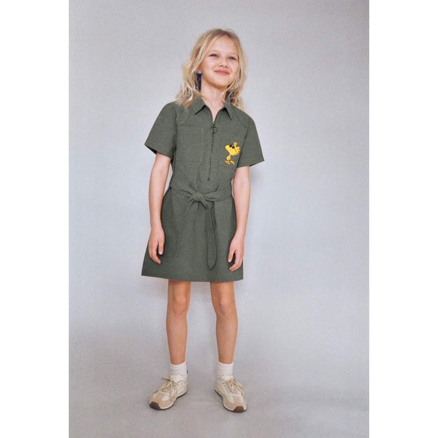 Đầm bé gái Zara chất kaki mềm kiểu dáng basic rất dể mặc sang chảnh size 18-30kg