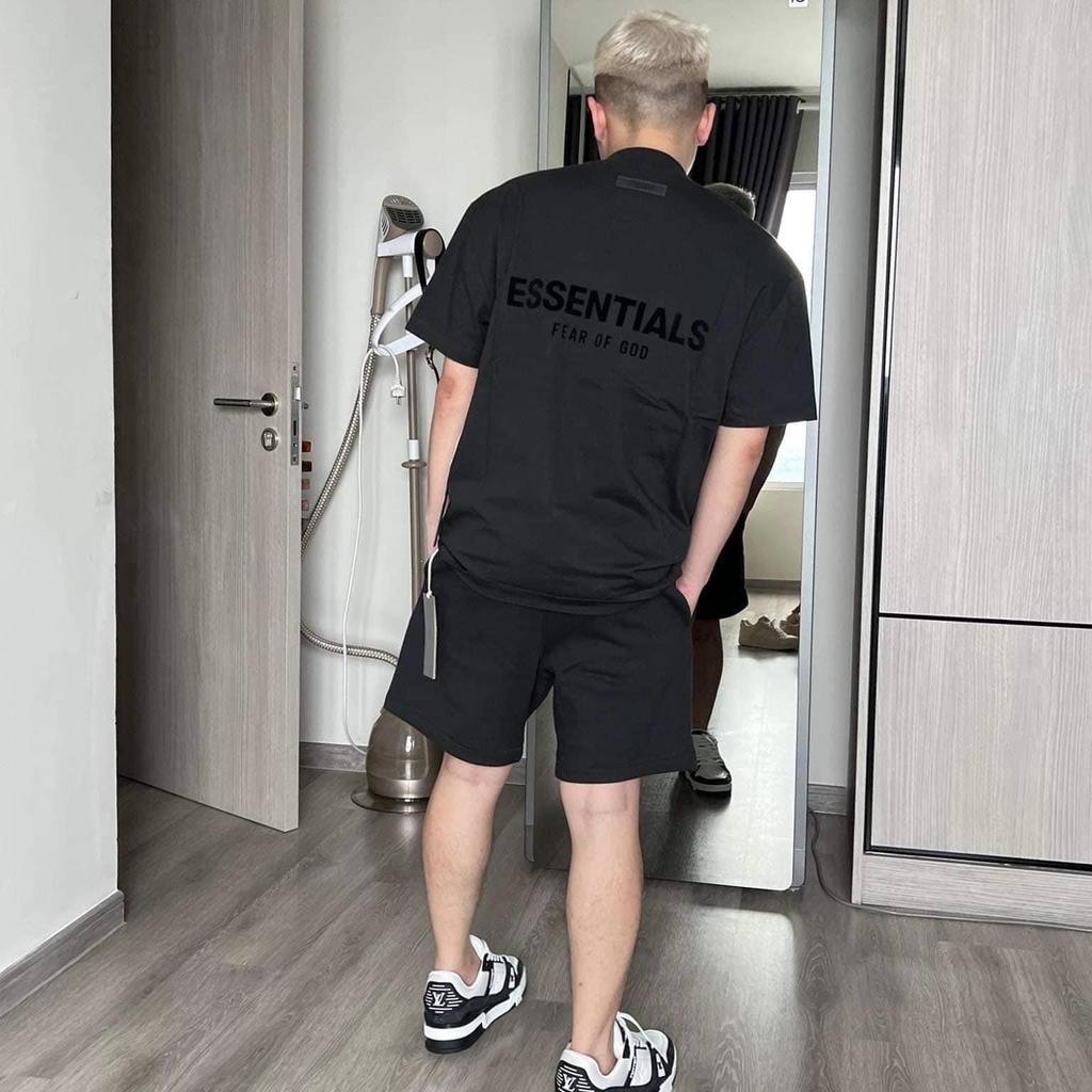 Áo thun FEAR OF GOD ESSENTIALS SS22 Stretch Limo chất liệu cotton, Áo tee FOG ESSENTIALS in nhung cao cấp