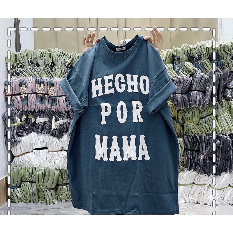 Áo phông cotton khô chữ  Por mama áo thun tay lỡ nam nữ over size