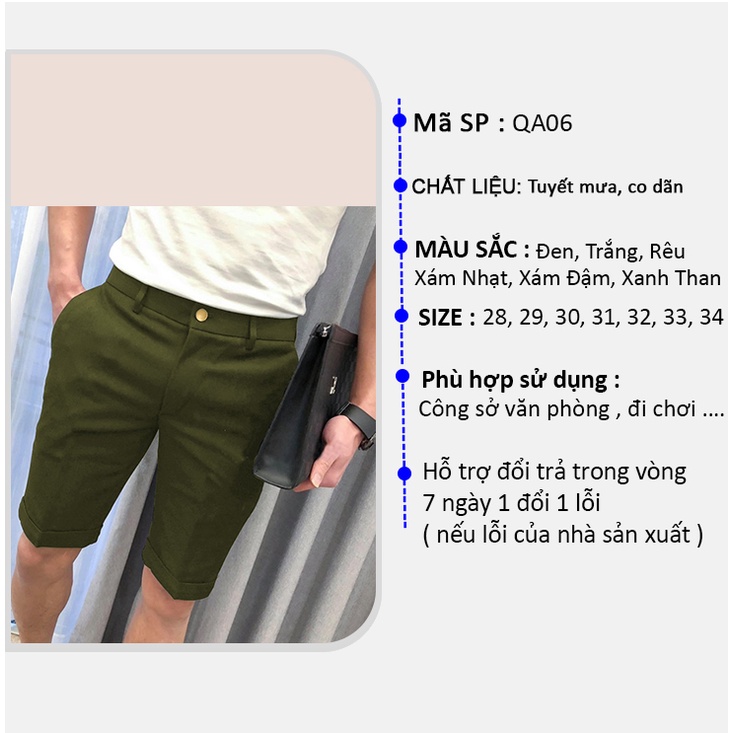 Quần Short Vải Nam Azila Chất Liệu Tuyết Mưa Dày Dặn Mềm Mịn Co Giãn Phong Cách Trẻ Trung Năng Động - QA07