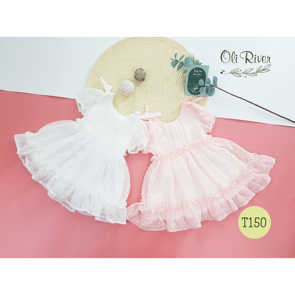 (1->10 tuổi) Váy đầm voan hạt nổi 2 lớp chuẩn hãng Oli River (T150)