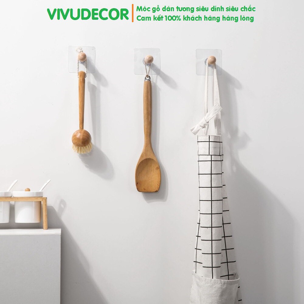 Móc treo tường Vivudecor tròn đa năng vừa dán vừa khoan bắt vít, Móc dán tường siêu chịu lực siêu dính.