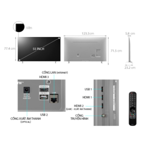 Smart Nanocell Tivi LG 55 Inch 4K 55NANO77TPA ThinQ AI - Model 2021-Miễn phí lắp đặt Full (Nguyên seal ) | BigBuy360 - bigbuy360.vn